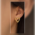 Braided Heart Outline Stud Earrings