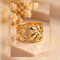 Crystal Leaf Band Ring