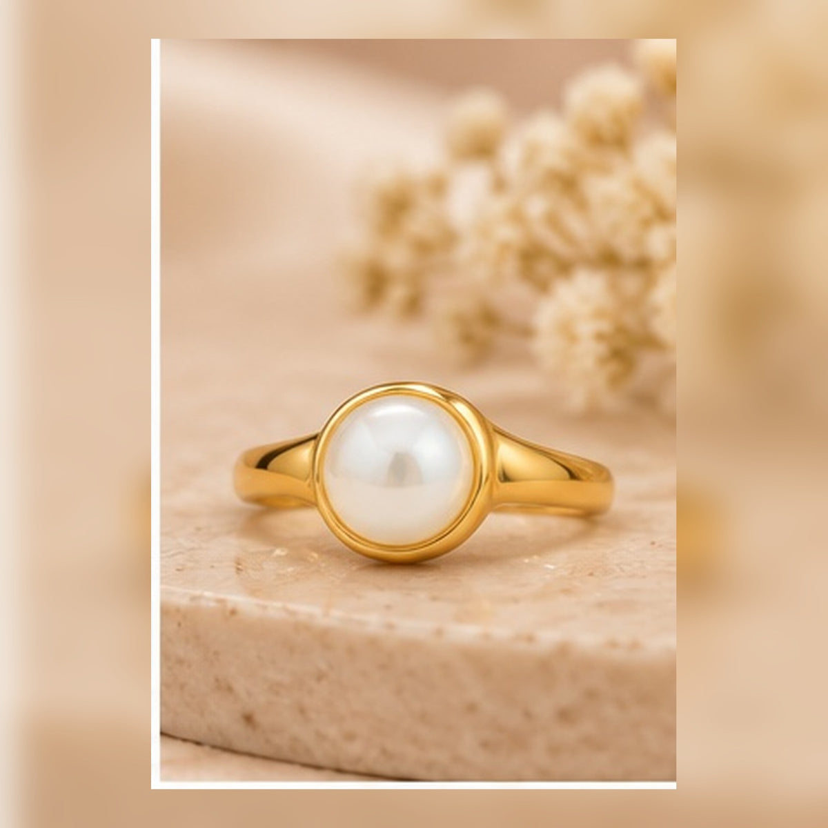 Pearl Bezel Ring
