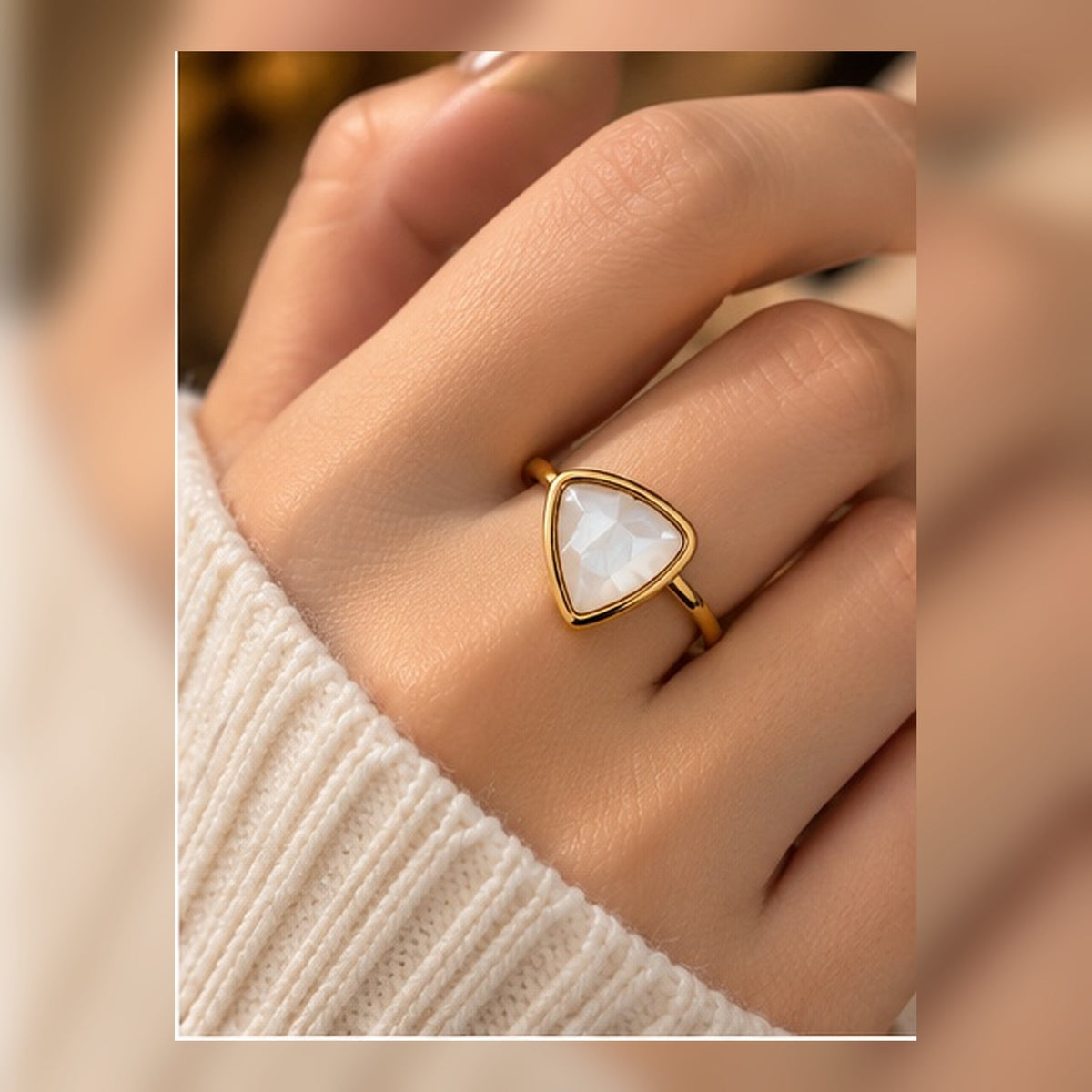 Triangle Mother-of-Pearl Ring