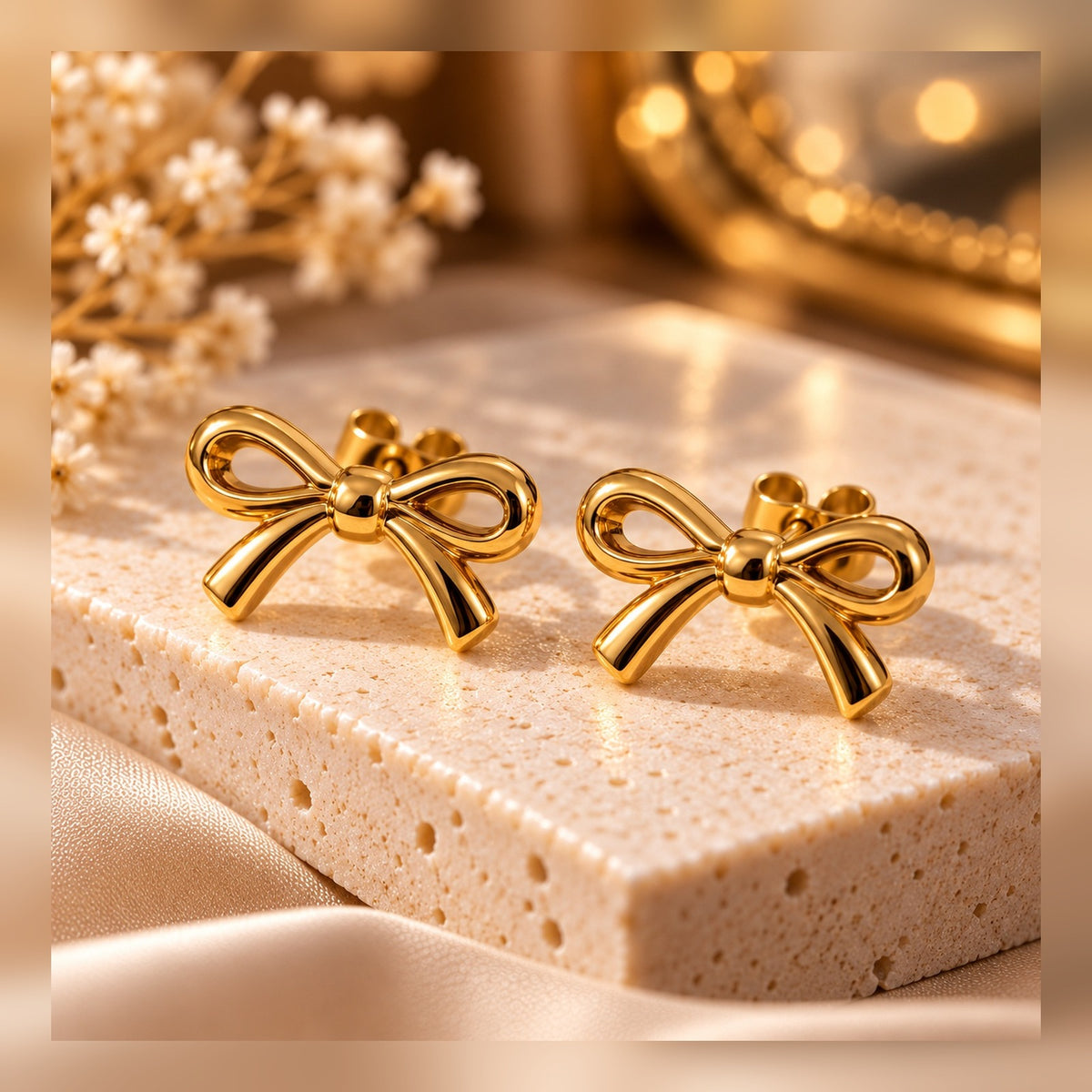 Polished Bow Stud Earrings