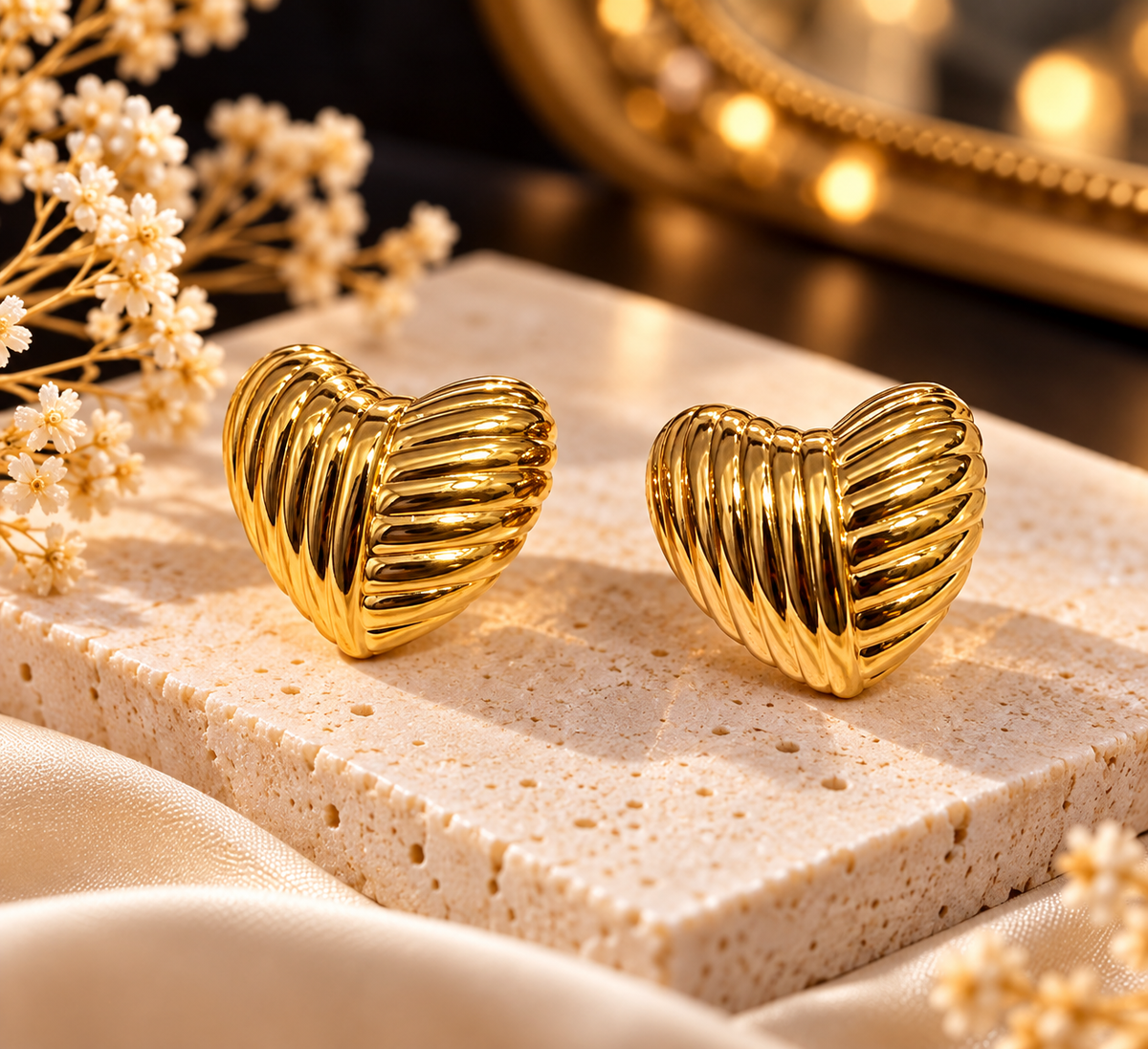 Aurelia Sculpted Heart Earrings